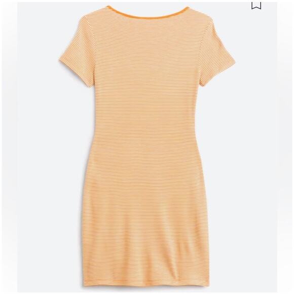 Market & Spruce Stitchfix Bridgitte Knit T-shirt Yellow Striped Dress‎ Large NWT - Picture 7 of 7